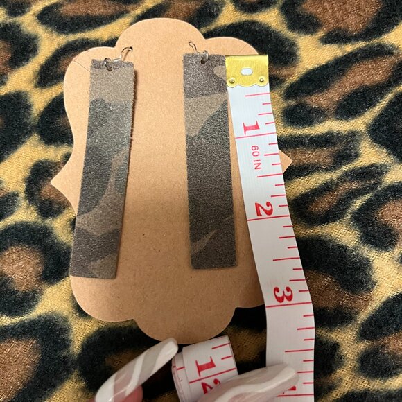 Camouflage Leather Handmade Earrings - Picture 4 of 4